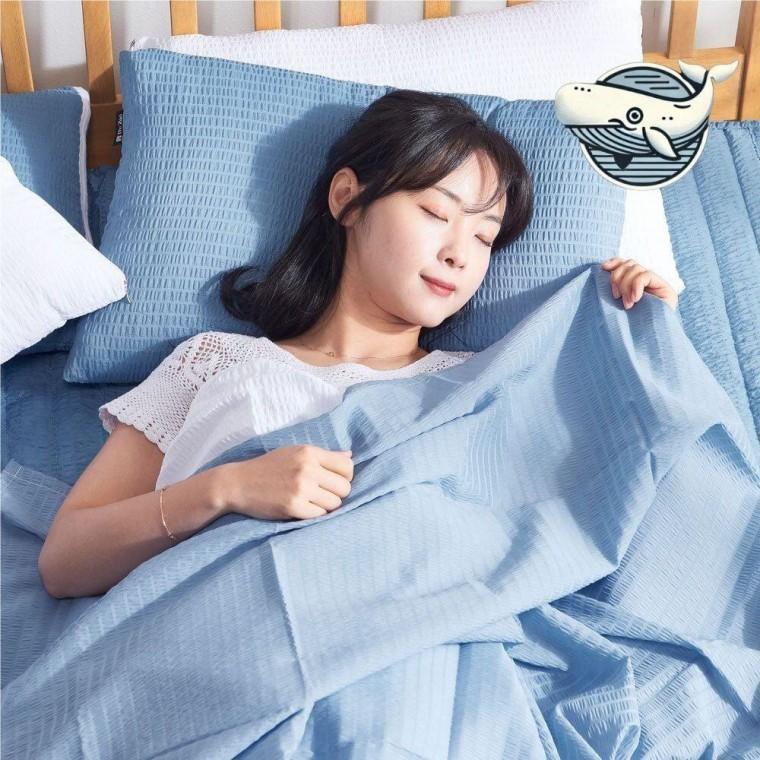 여름용 얇은 블루 홑이불 부드러운 면 리플이불