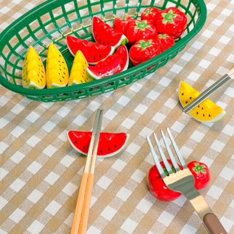 토마토 수박 수저 받침 젓가락 수박 젓가락 소품 받침 디자인 수저