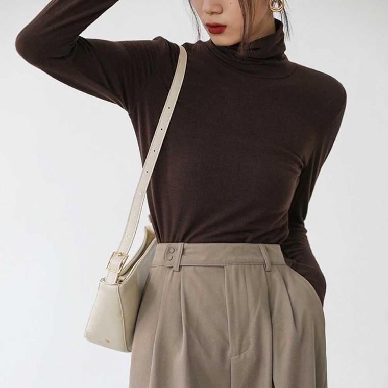 여자 직장인 코디 봄가을 이너 웨어 슬림핏 목폴라티 20대 터틀넥이너 셔츠 예쁜
