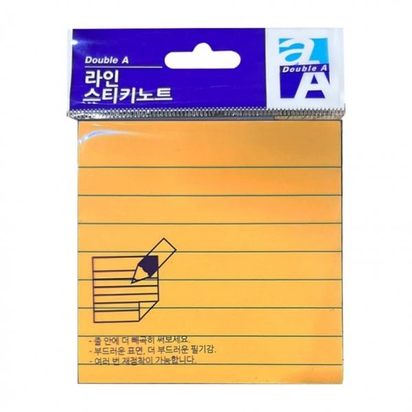 더블에이  메모지 라인 스티키노트 76x76mm 네온오렌지