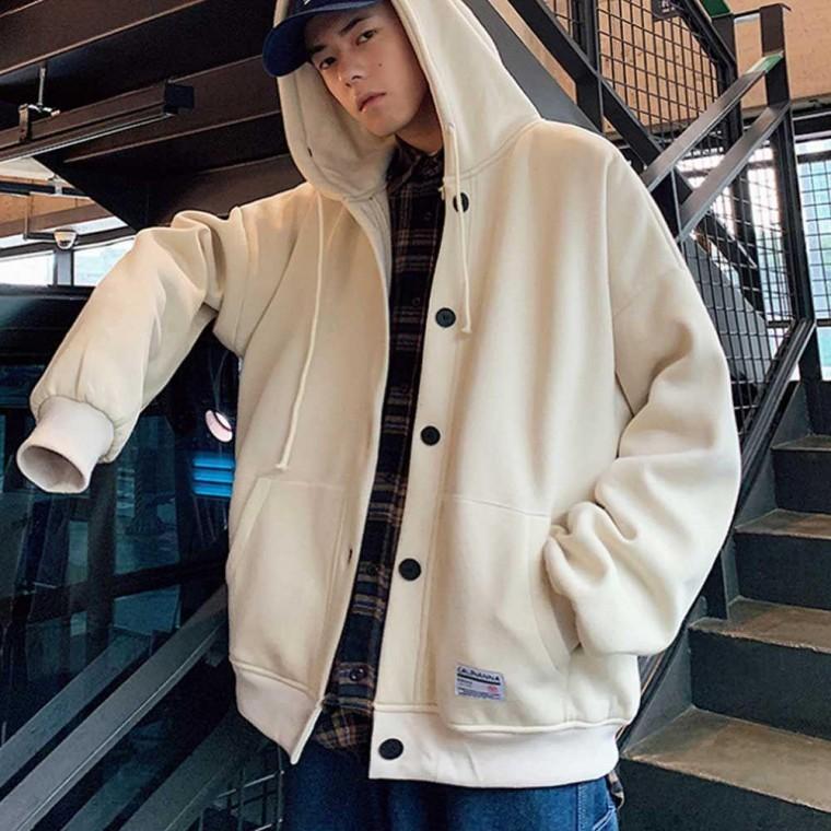 단추 가디건 스타일 남자 점퍼 기모 안감 후드 집업 데일리룩 패션 트렌디 코디 학생
