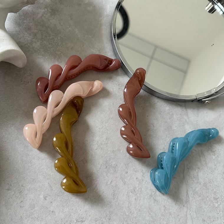 [인기템]데일리 꼬임 바나나핀 예쁜 포니테일 집게핀 로우번 헤어핀 올림머리핀 왕집게핀