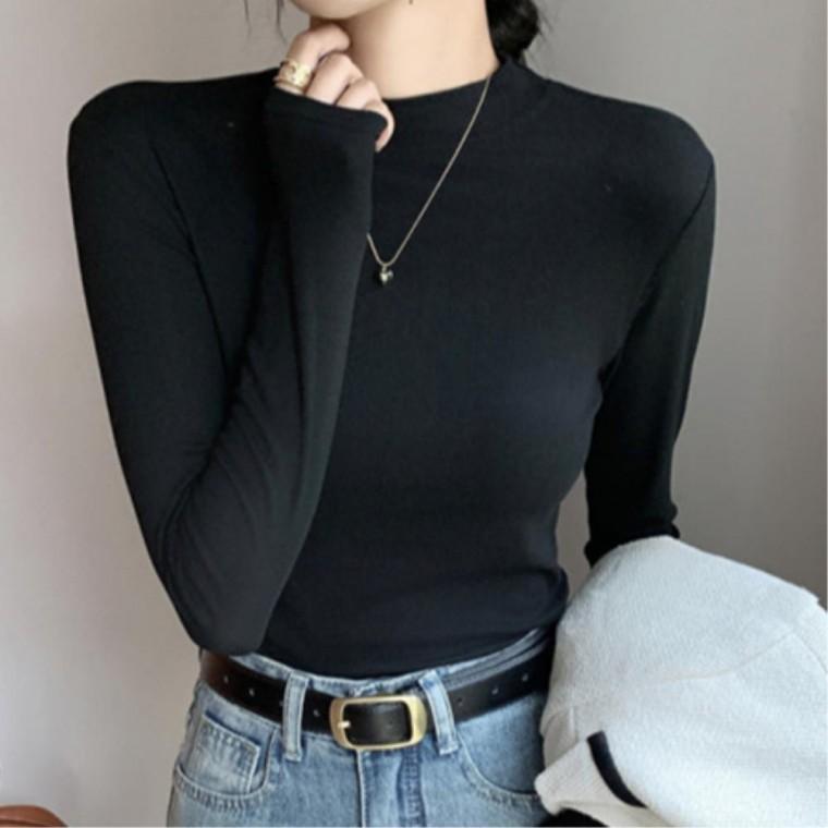 슬림핏 코디하기쉬운 이너티셔츠 긴팔 간절기티셔츠 무지 여성정장 깔끔한