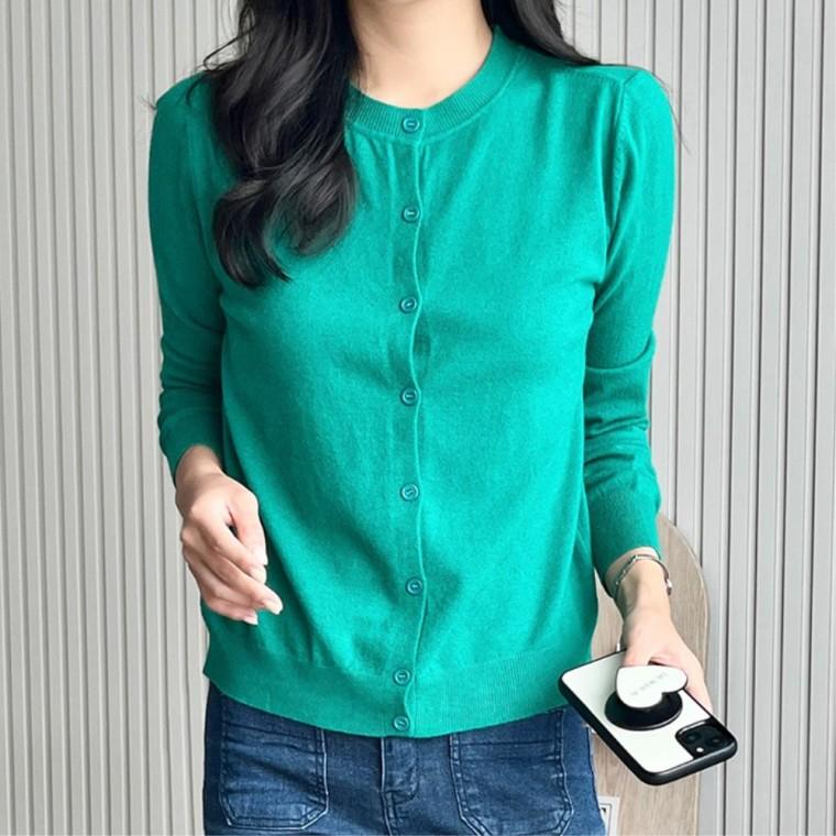 깔끔한스타일 베이직 캐주얼룩 데일리코디 간호사가디건 무지 라운드넥