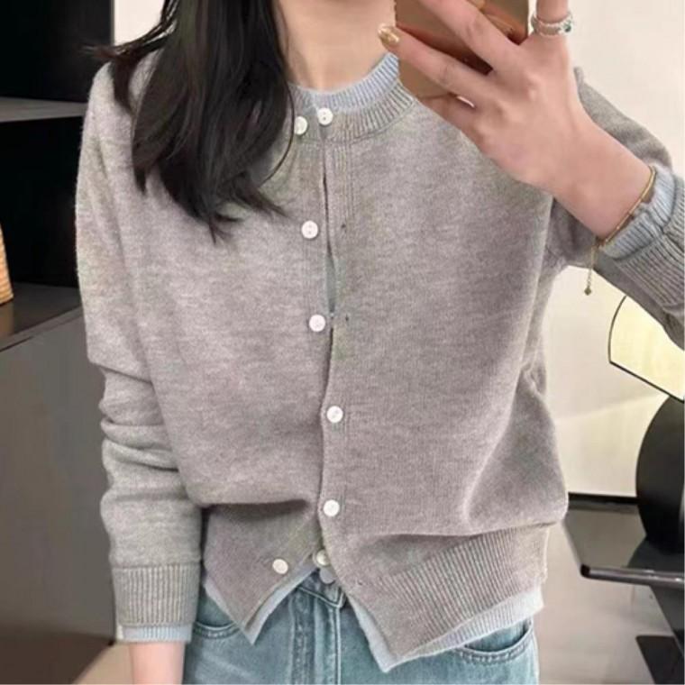 간절기 데일리코디 사무실가디건 가을가디건 라운드넥 여성스러운코디 무지
