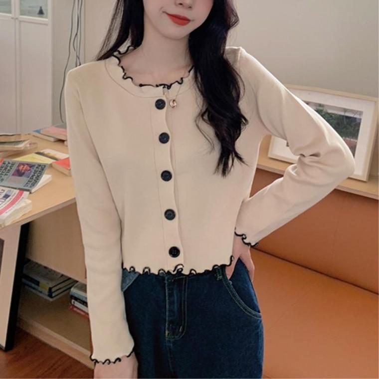 출근룩 프릴가디건 니트 심플룩 20대직장인 간절기룩 20대여성가디건 이너