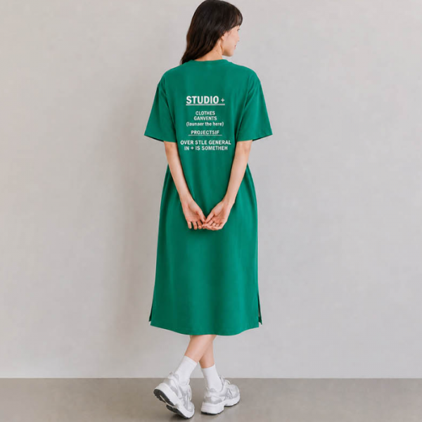 반팔 치마 심플 디자인 여유핏 착용  데일리 롱원피스