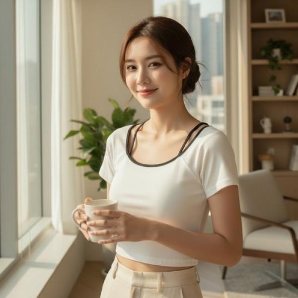 프랍스 슬림핏 브라캡 크롭 반팔티 SD-260524