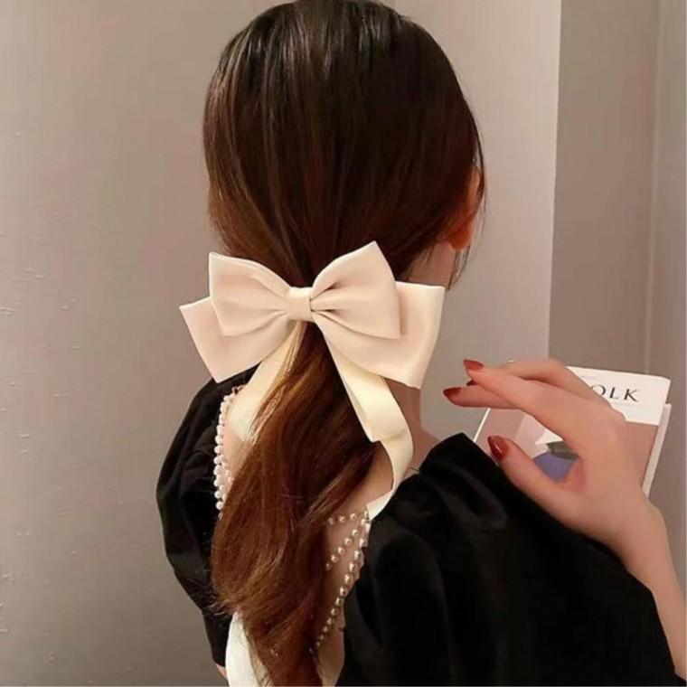간편한집게핀 리본핀 결혼식하객 드레스코디 30대여성 반머리묶음 왕집게핀