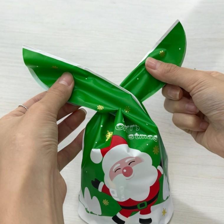 스마일 산타 선물 포장 비닐봉투 10P