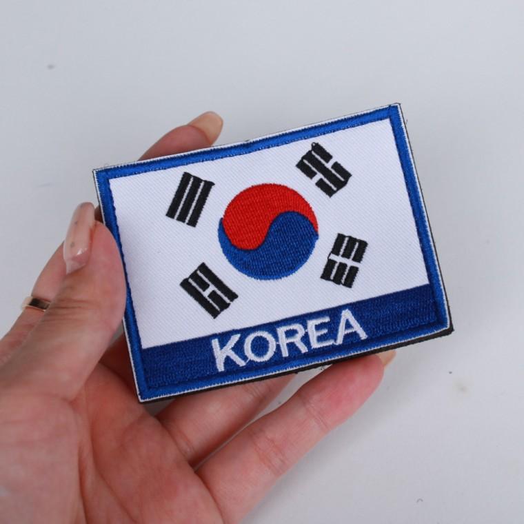 자수 태극기 와펜 패치 파랑