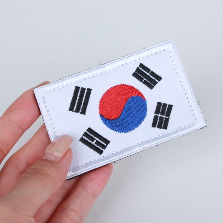 자수 태극기 와펜 패치 흰색