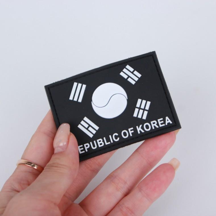 실리콘 태극기 와펜 패치 야광검정