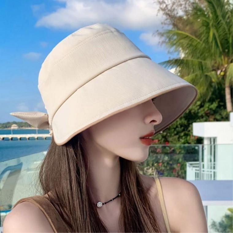 리본 자외선차단 나들이모자 캠핑모자 캐주얼벙거지 챙넓은버킷햇 보넷형