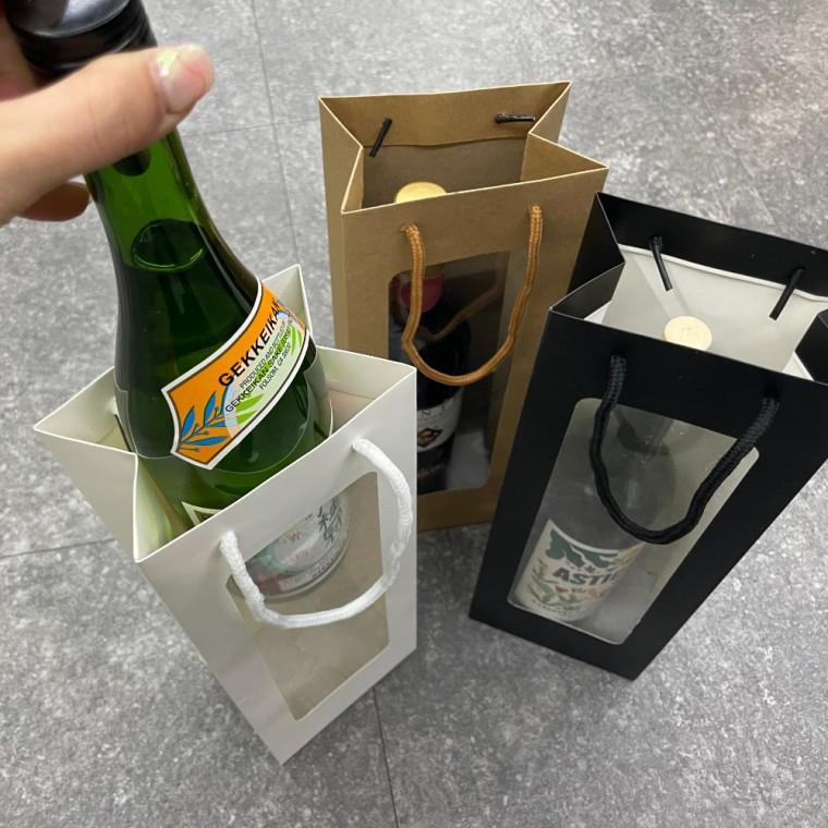 화이트 투명창 와인 쇼핑백 종이가방