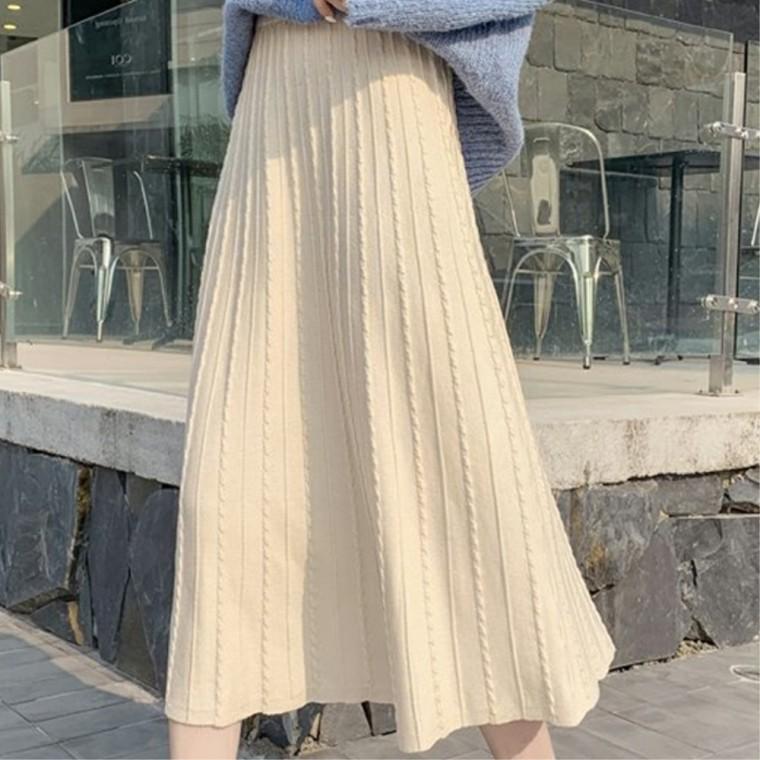 데일리스커트 밴딩치마 모던심플 롱스커트 롱치마 하객룩 간절기 가벼운