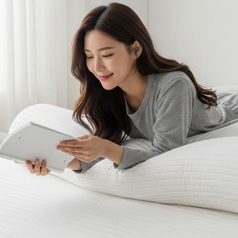 원형 누빔 순면 피그먼트워싱 롱쿠션 바디필로우 베개