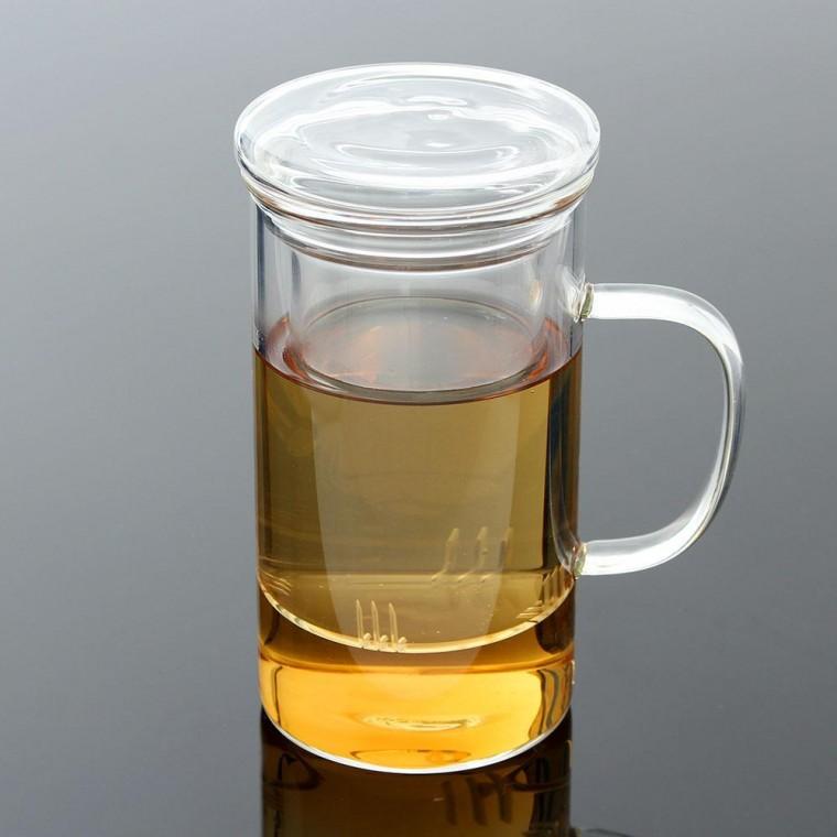 뚜껑 유리잔 내열유리 티머그 550ml 거름망머그컵