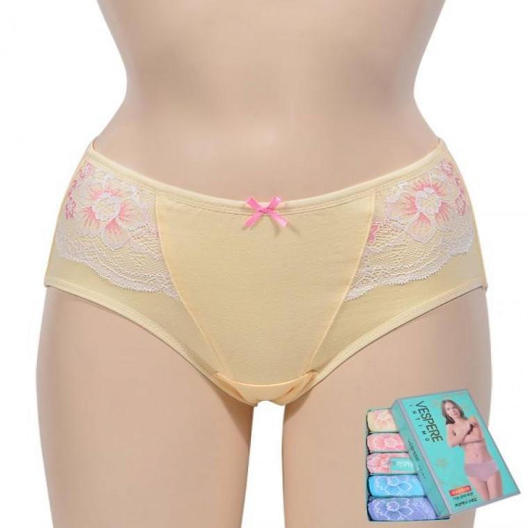 플라워 레이스 면스판 기능성 파워망 여성 맥시팬티 5매입