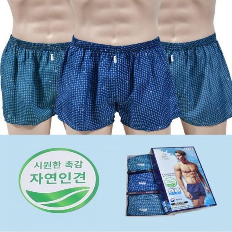 시원한소재 자연인견 사각 남자 트렁크팬티 3매입