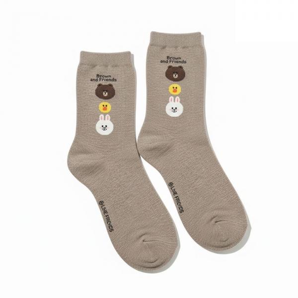 국내산 라인프렌즈 정품 캐릭터 양말(브라운)