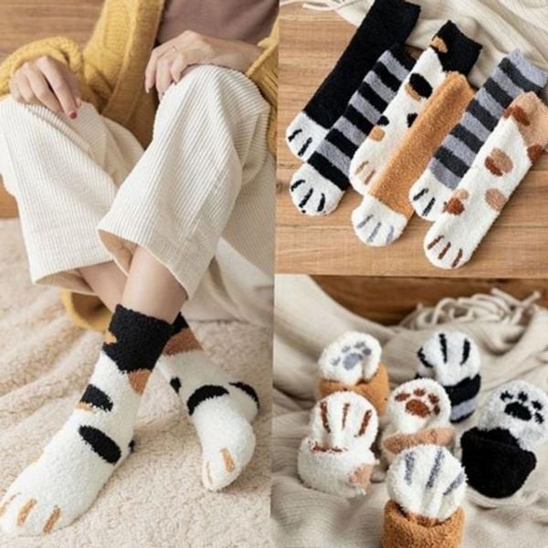두꺼운 여성 수면 양말 캐릭터 고양이 수면 양말 겨울 임산부