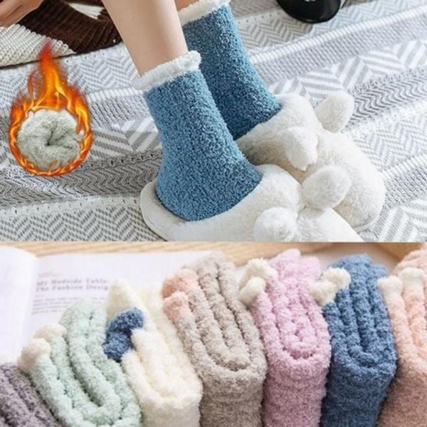 도톰한 여자 수면 양말 부드러운 여성 수면 양말 임산부 기모