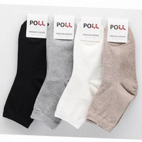 패션 여성 골지 무지 중목 데일리 양말 베이직