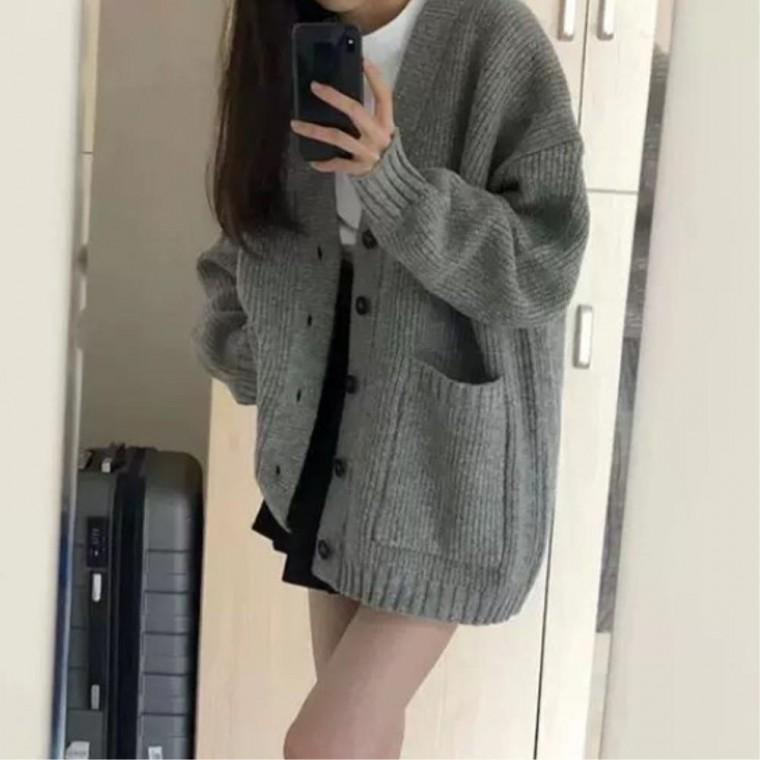 30대여성 중고등학생 루즈핏가디건 캐쥬얼한 가을 니트 단추형 가을가디건