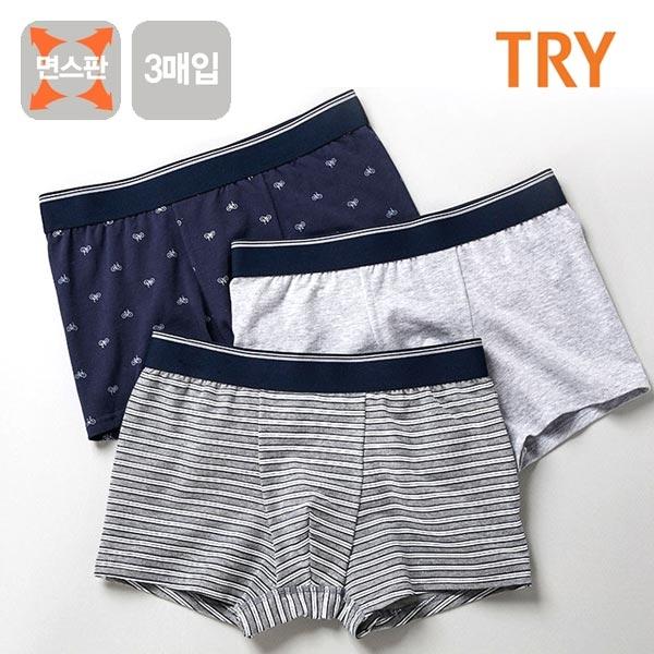 TRY 면스판 모모 주니어 남성 사각 속옷 3매입