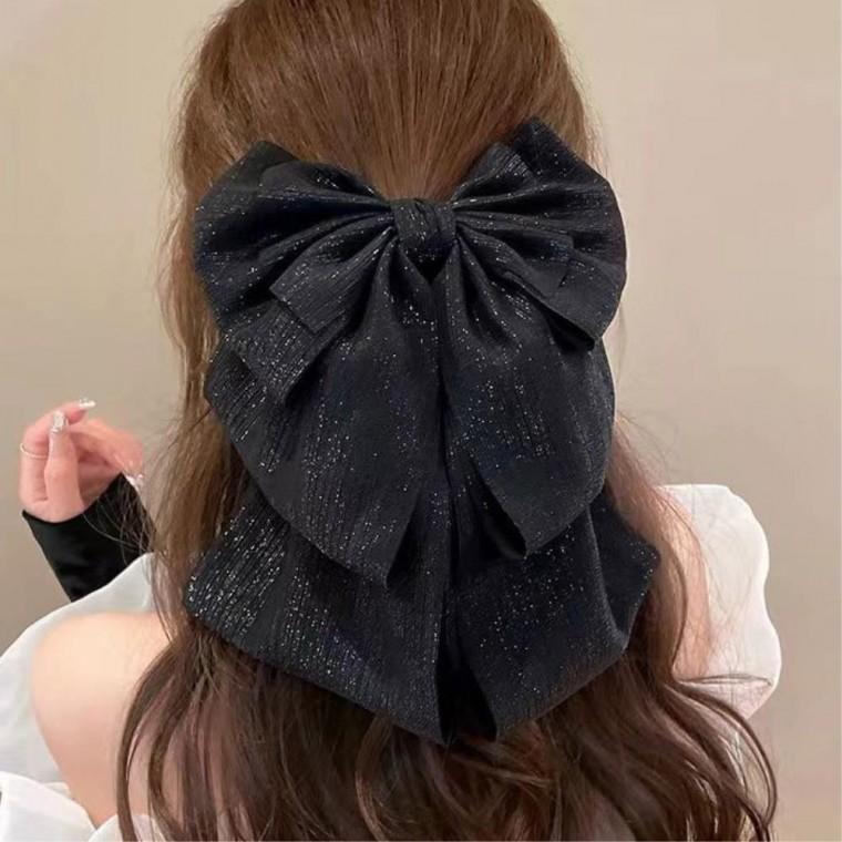 대왕리본집게핀 헤어코디 블랙 빅사이즈 돌잔치 심플헤어핀 올림머리집게핀