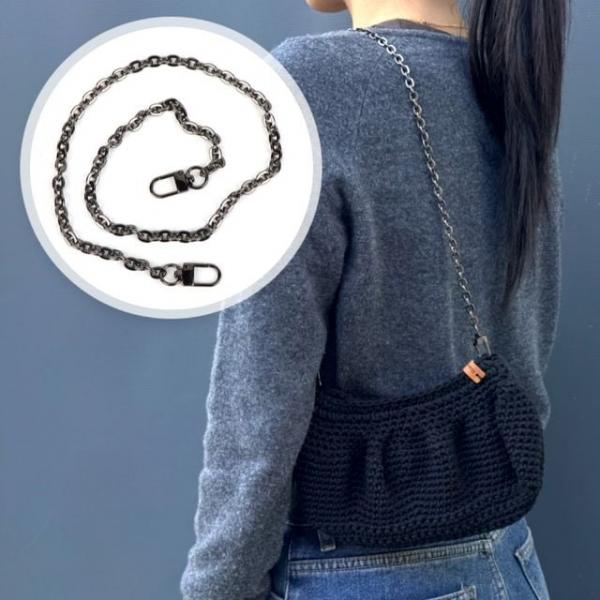 SpaR 가방끈 부자재 체인 스트랩 블랙 60cm OWJ60323
