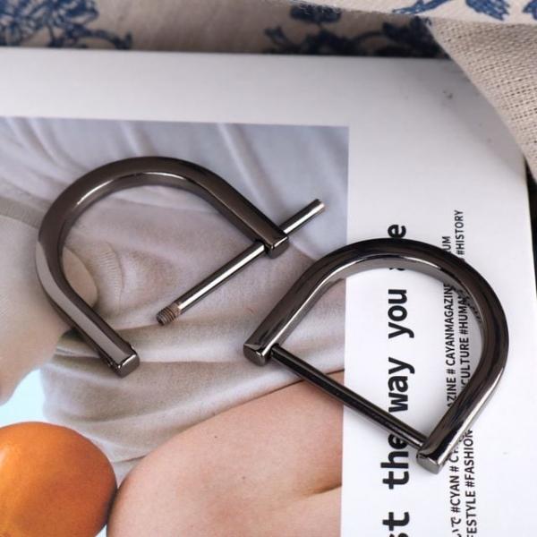 SpaR 가방끈 부자재 나사형 D링 흑니켈 32mm 2P OWJ60323