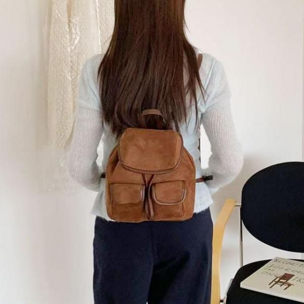 여성 소프트 터치 고급 스웨이드 미니 백팩 회사가방 데이트