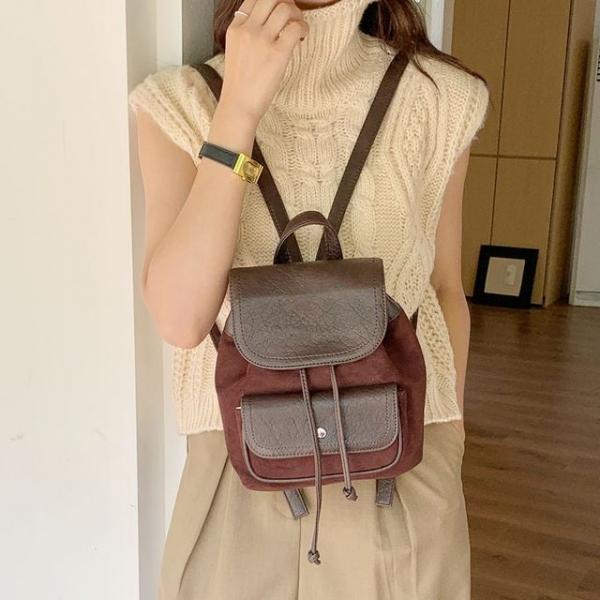 여성 클래식 부드러운 스웨이드 미니 백팩 데트룩 회사 가방
