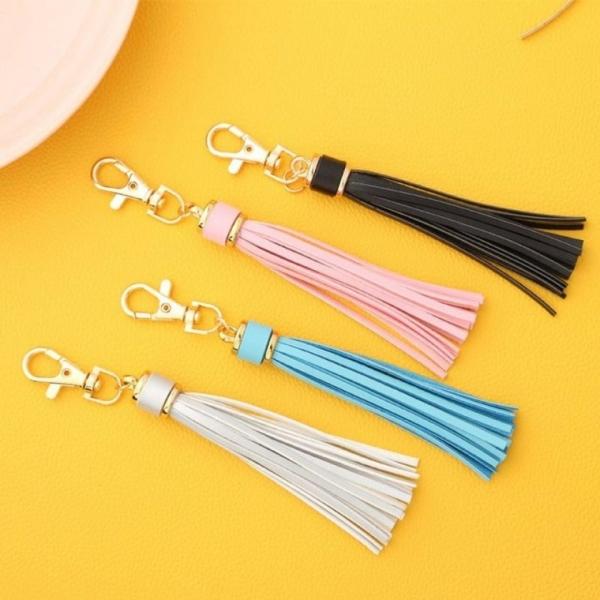 DIY 태슬고리 1P 비즈 액세서리 PU 가방고리 롱 공예 가방 가죽 재료 비즈 키홀더 장식소품