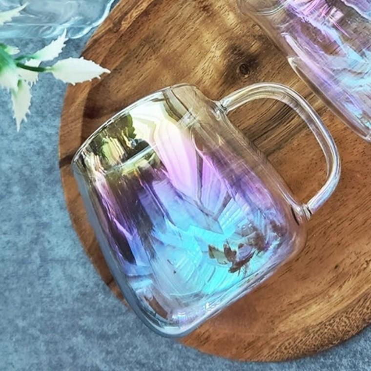오로라 내열 항아리머그 400ml-R 홀로그램컵 예쁜머그잔 커피잔 오로라글라스