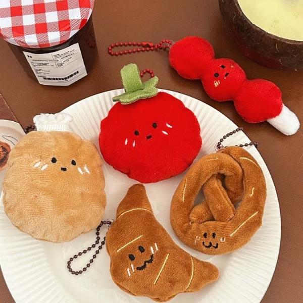 군것질 인형 키링   탕후루 감자 프레즐 토마토 소라빵 가방고리 브레드 푸드 음식