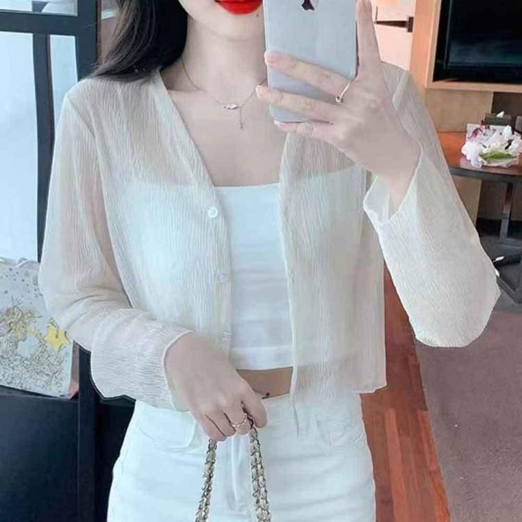 얇은 크롭 가디건 여름 실내외 여름가디건 사무실가디건 숏가디건 여성브이넥가디건