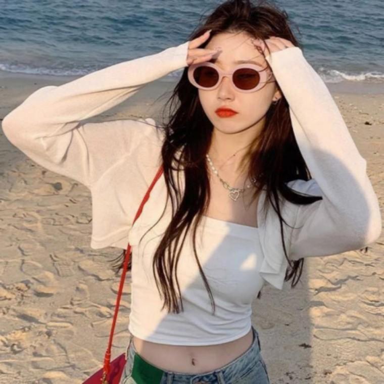 여성 여름 데일리 긴팔 크롭 볼레로 가디건 4컬러