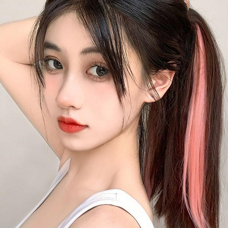 [언니네 가발] 포인트 브릿지 헤어피스(핑크)