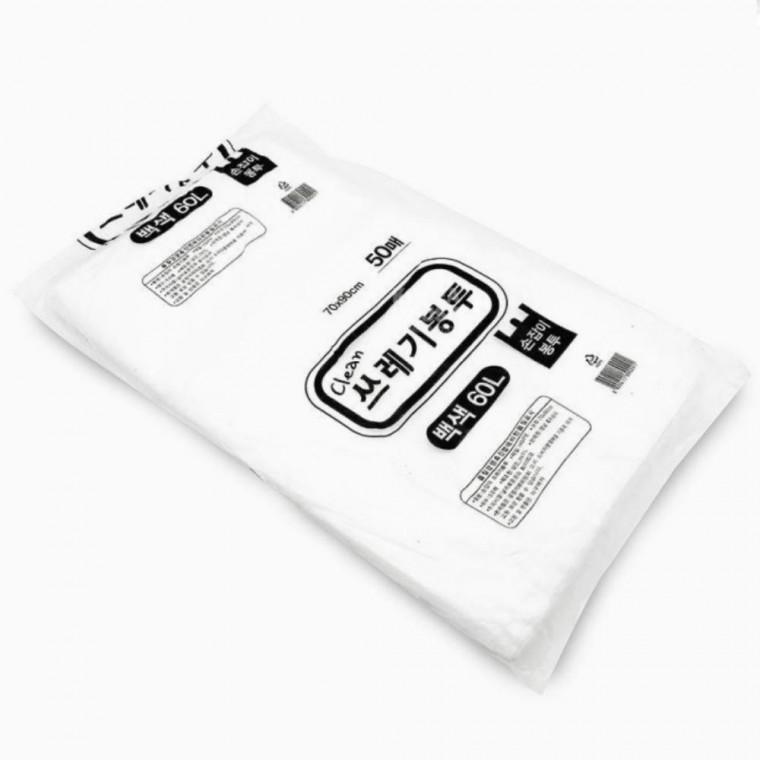 쓰레기봉투 비닐봉지 분리수거 60L (백색) 50매