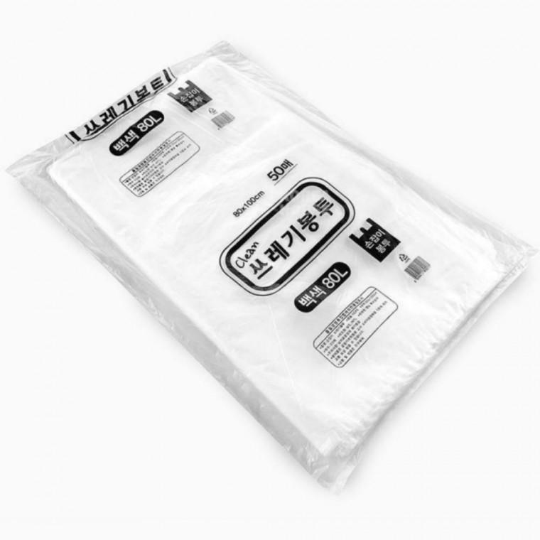 재활용 분리수거 비닐봉투 쓰레기봉투 80L (백색) 50매