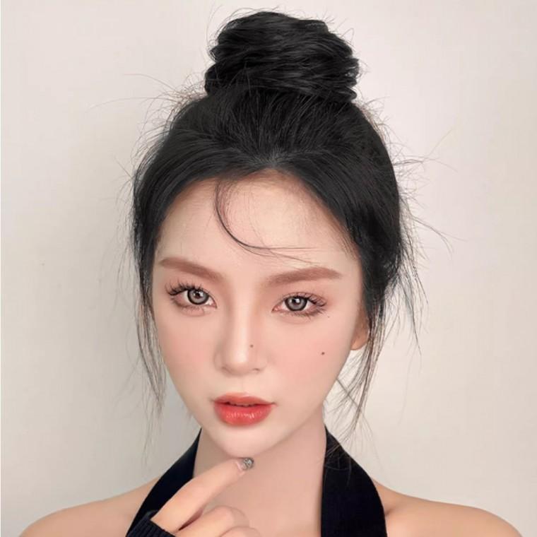 [언니네 가발] 똥머리 집게핀 가발(생머리) (블랙)