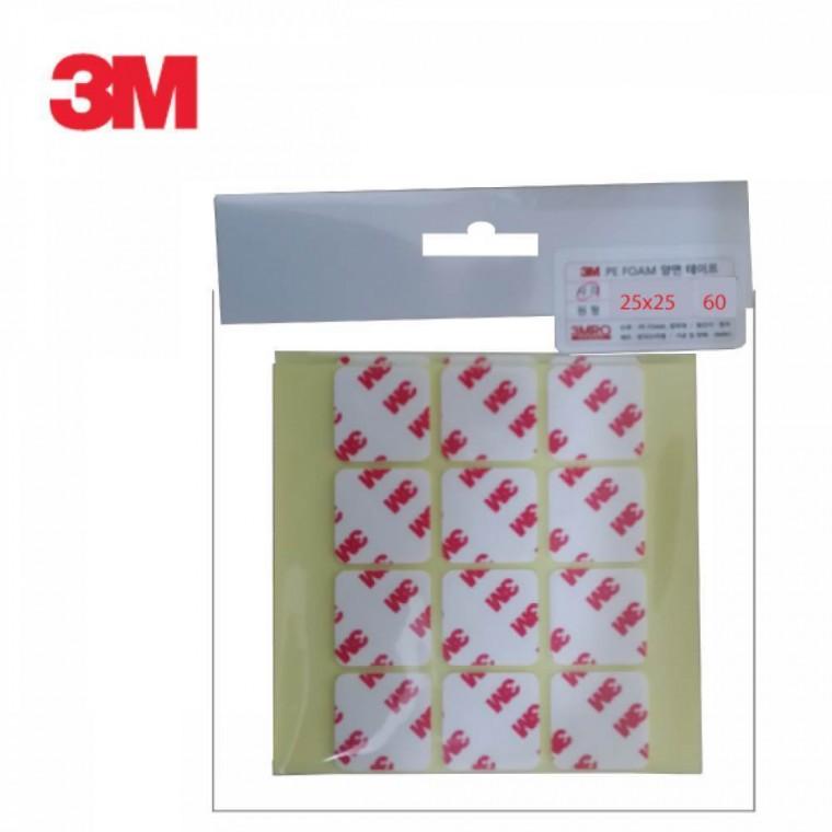 3M양면 3M 다용도 테이프 접착테이프 사각 강력테이프 25x25mm 60개입