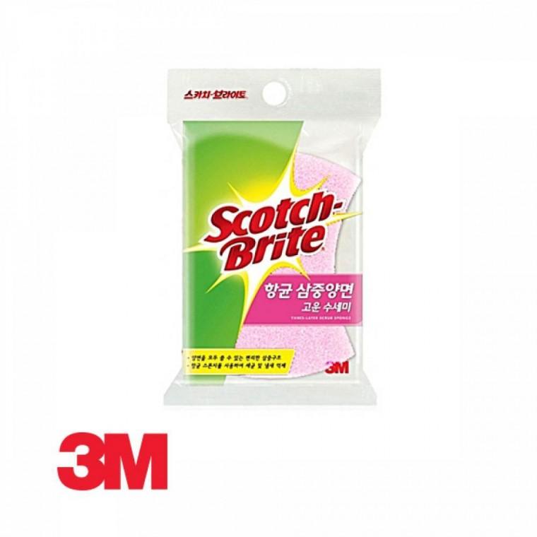 브라이트 3M 항균 삼중양면 쑤세미 3m수 고운 수세미