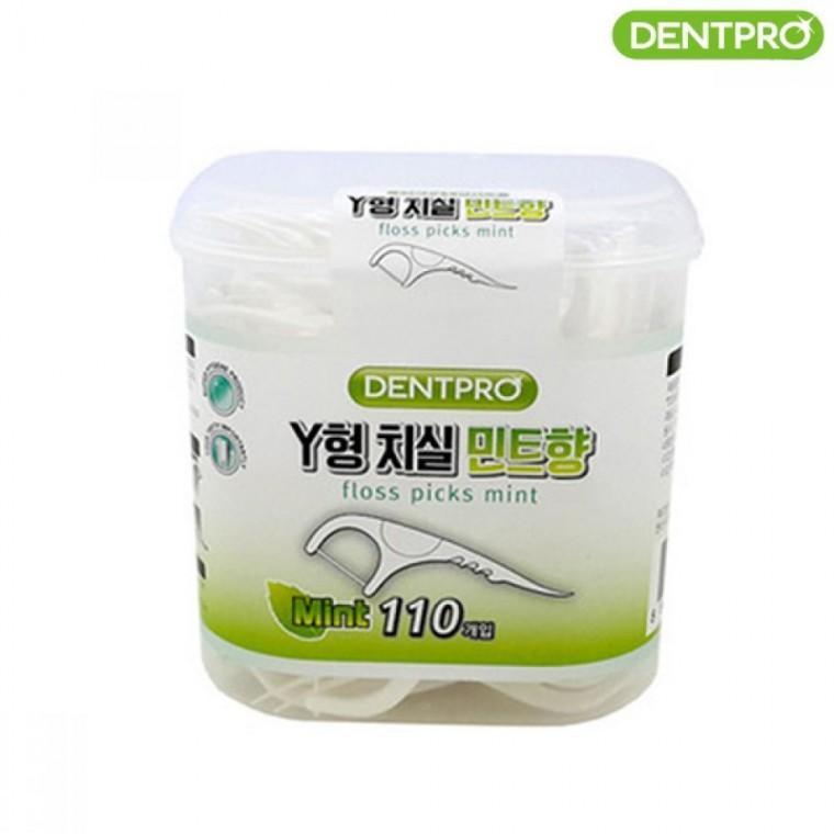 입냄새 덴트프로 구강청결 Y형치실 민트 110p 치간칫솔 CASE 구강용품
