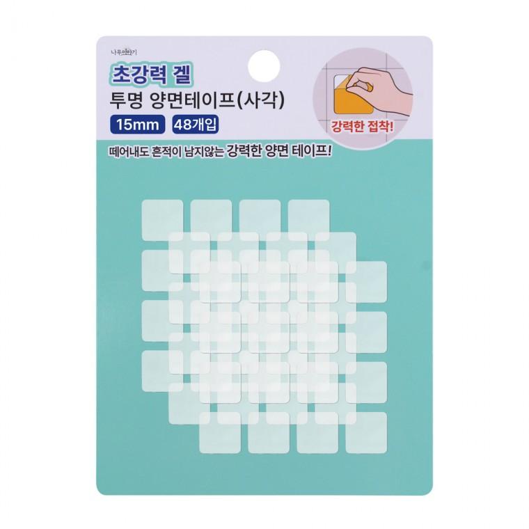 디디샵 초강력 겔 투명 양면 테이프 스티커 15mm 48개입 정사각 (652119)