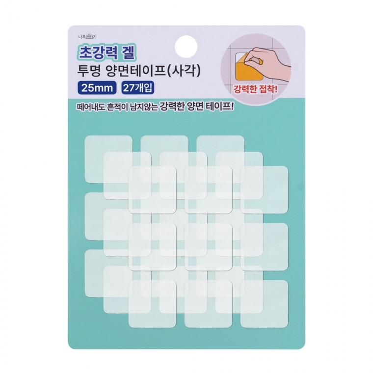 디디샵 초강력 겔 투명 양면 테이프 스티커 25mm 27개입 정사각 (652096)