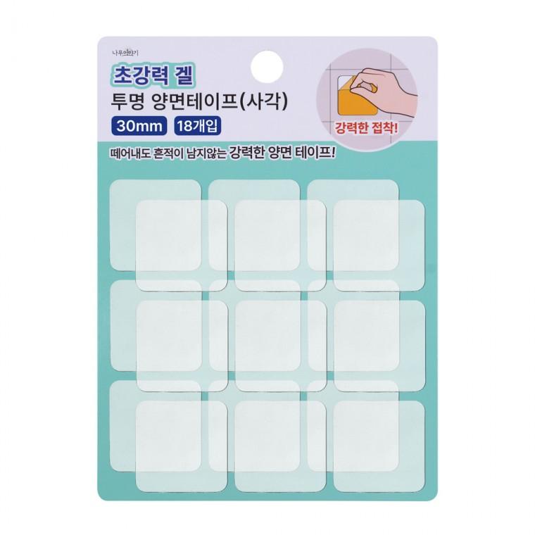 디디샵 초강력 겔 투명 양면 테이프 스티커 30mm 18개입 정사각 (652089)